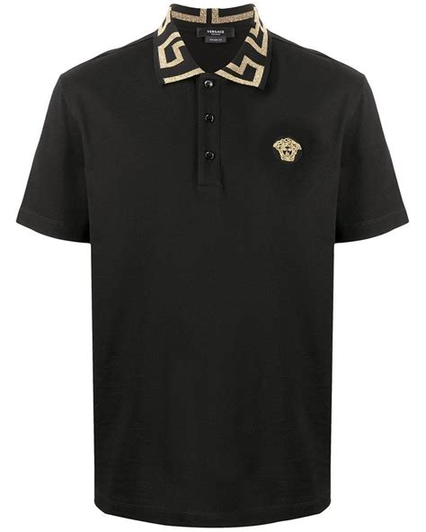 black versace polo men|Versace long sleeve polo.